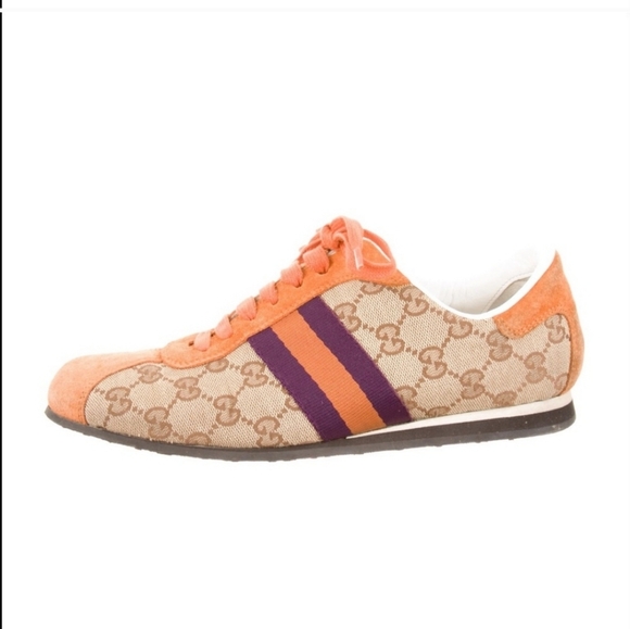 Gucci GG canvas Lowtop Suede Sneakers Size 37 - Picture 2 of 9
